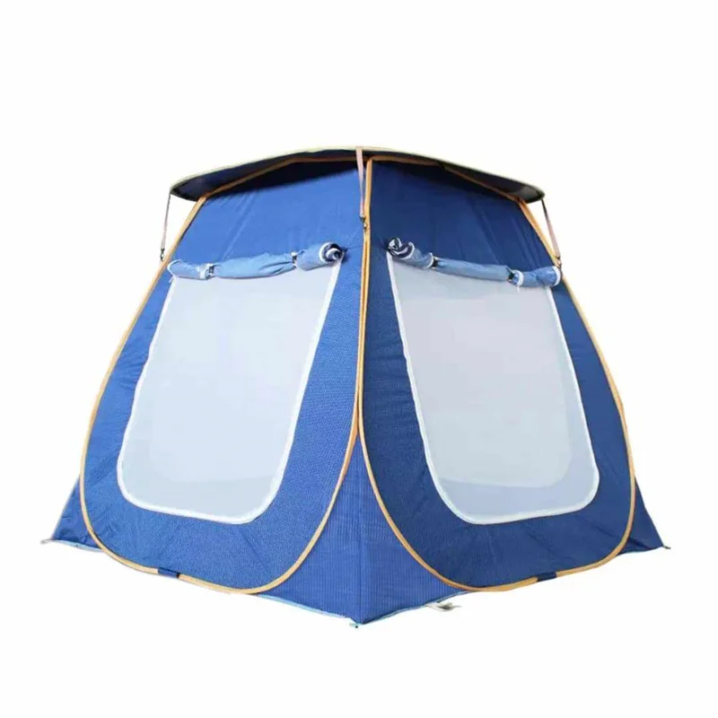 چادر مسافرتی 8 نفره پانوراما 360 درجه با چتر vip صادراتی فنری (رنگ آبی کاربنی)