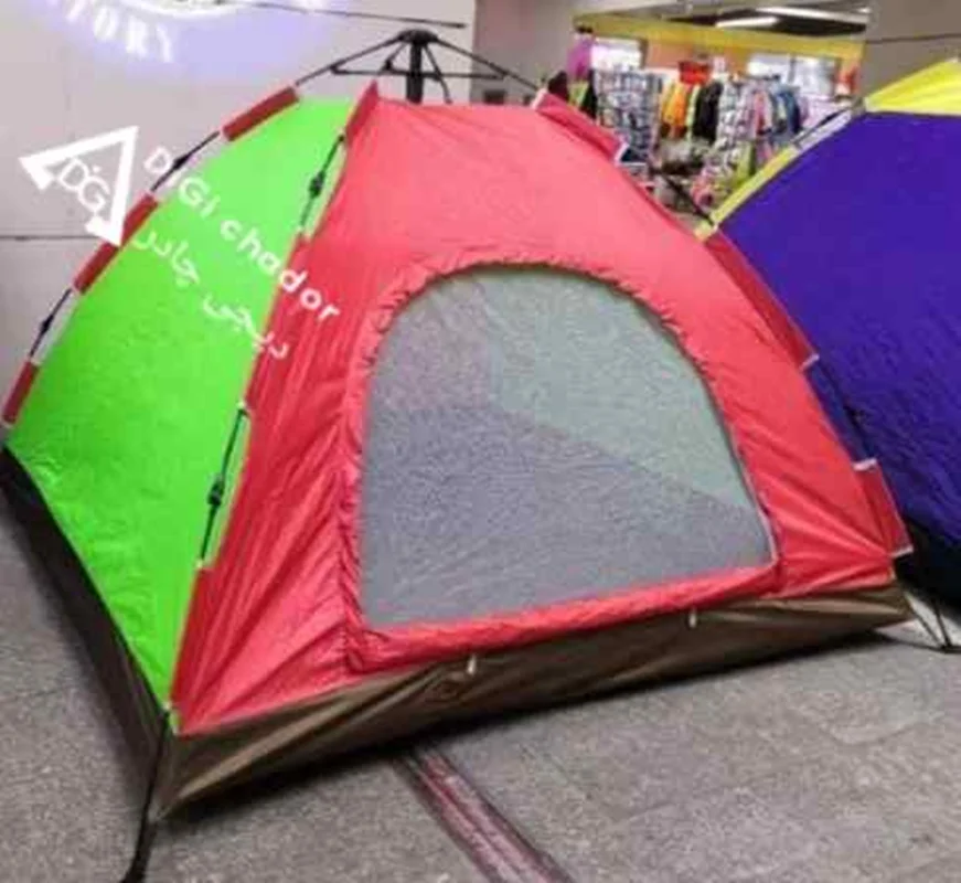 چادر عصایی اتومات 8 نفره دو درب ضد آب دیجی چادر (خواب 4 نفر) رنگ سبز و زرد