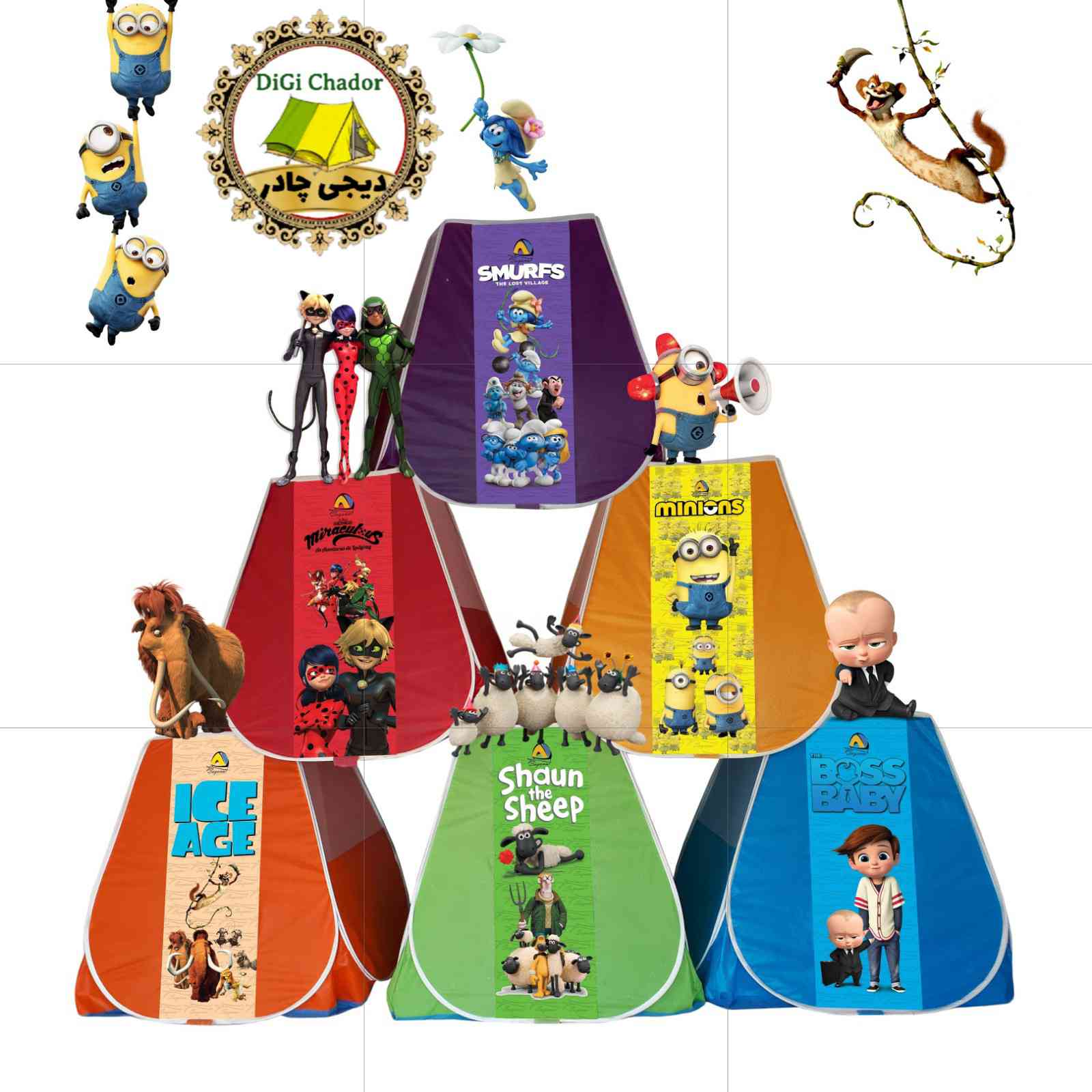 چادرهای بازی فنری کودک و نوجوان پلی استر (شمعی)