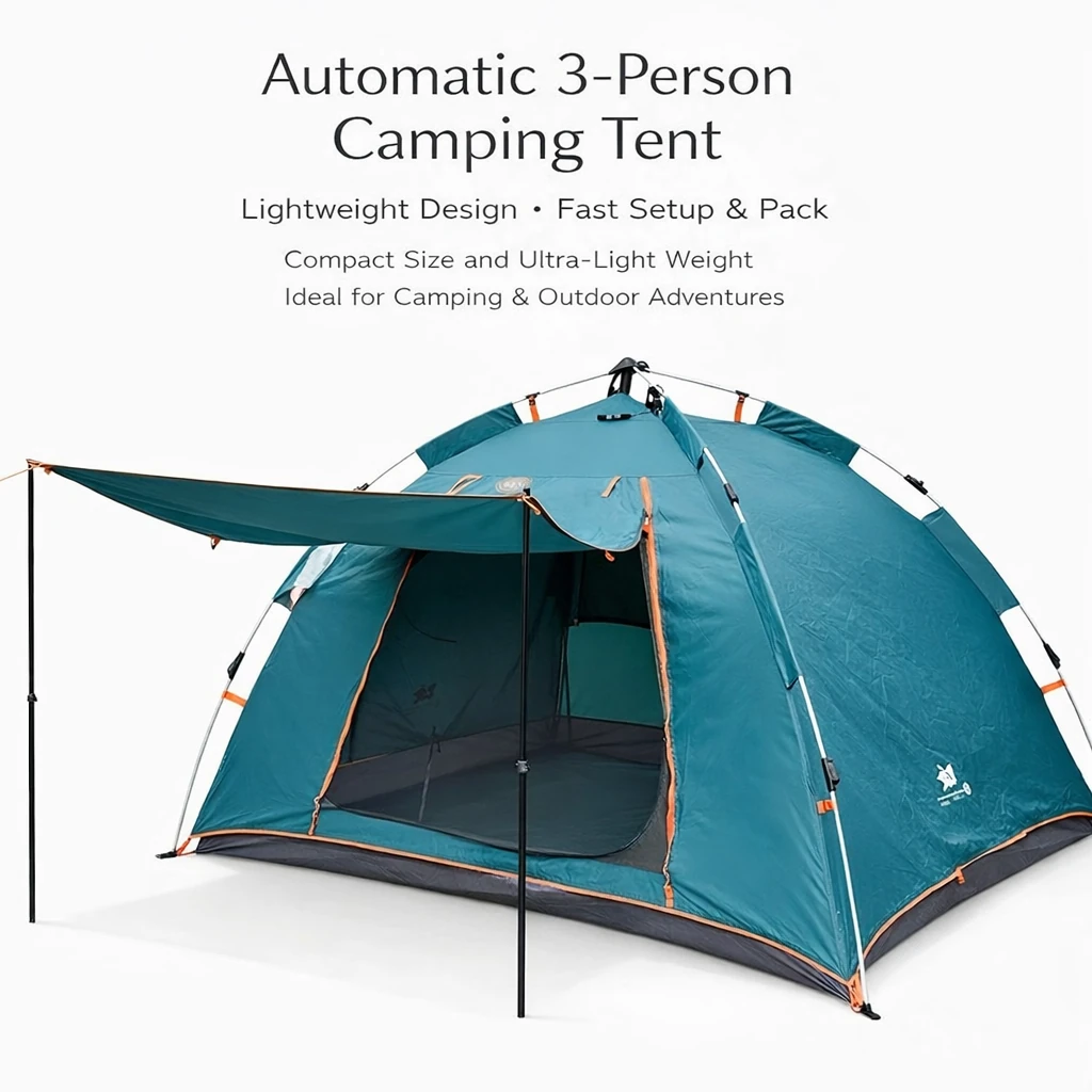 چادر اتوماتیک ۳ نفره سایبان دار eco دیجی چادر