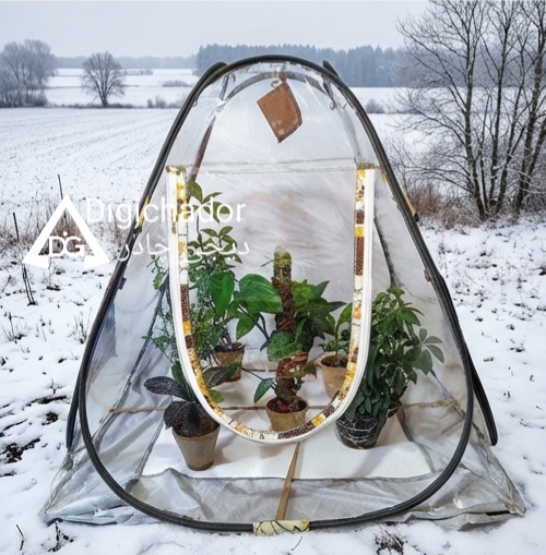 گلخانه طلقی نایلونی شفاف سایز مدیوم ۱۵ صدم اقتصادی ضد آب چادری فنری بدون کف دیجی چادر