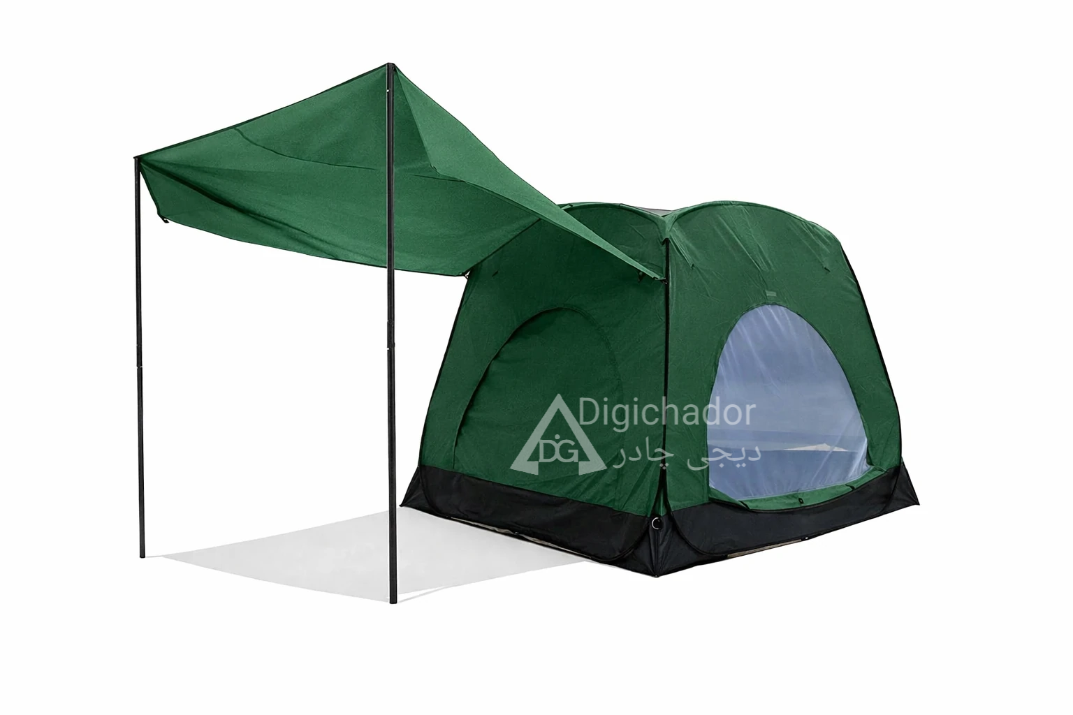 چادر مسافرتی فنری مدل کوبیک دوپوش vip سایبان دار پارچه کره ای هشت نفره دیجی چادر (رنگ سبز)