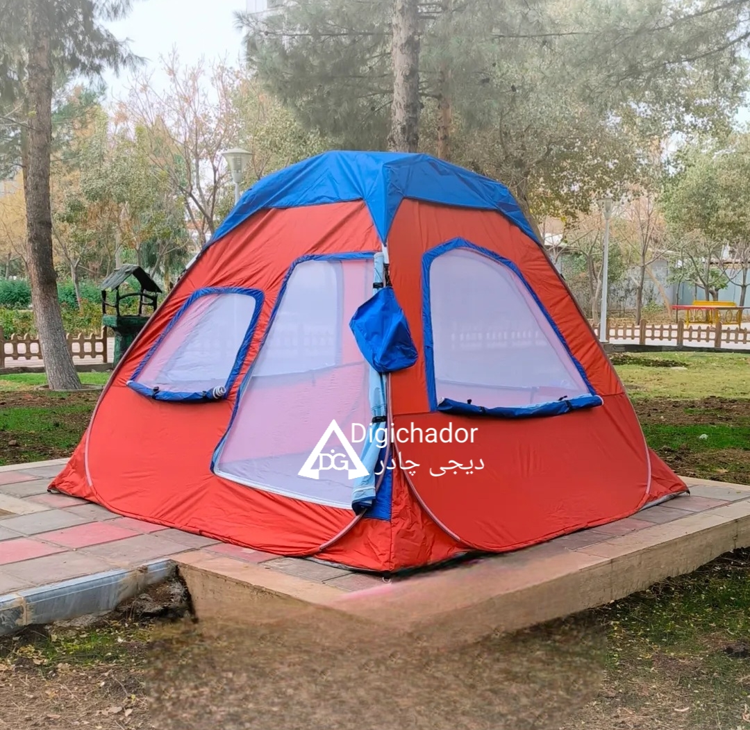 چادر مسافرتی ۱۰ نفره فنری آکسفورد کینگ king دیجی چادر رنگ (آبی قرمز)