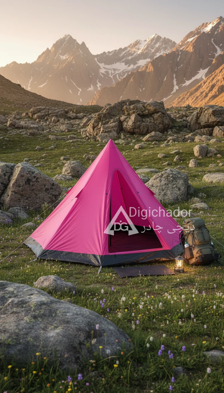 چادر کمپ ۱۲ نفره سرخپوستی vip (رنگ صورتی) دیجی چادر