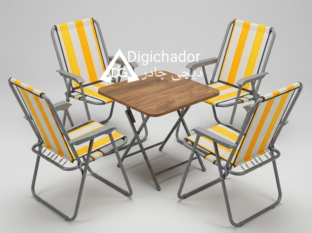 ست میز mdf و صندلی تاشو نانو مسافرتی ۴ نفره دیجی چادر کد digi0۴