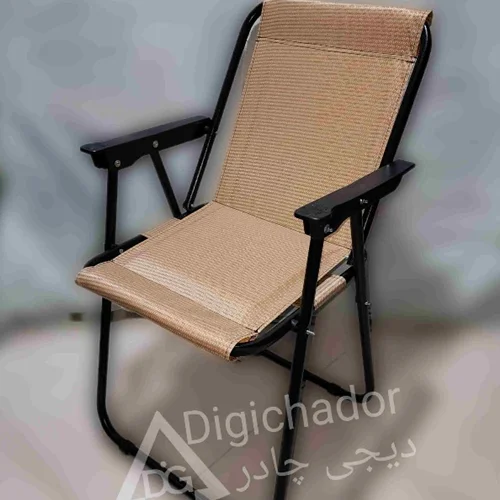صندلی تاشو طبی دسته مبلی فومدار سفری اکو رنگ کرم پارچه برنو