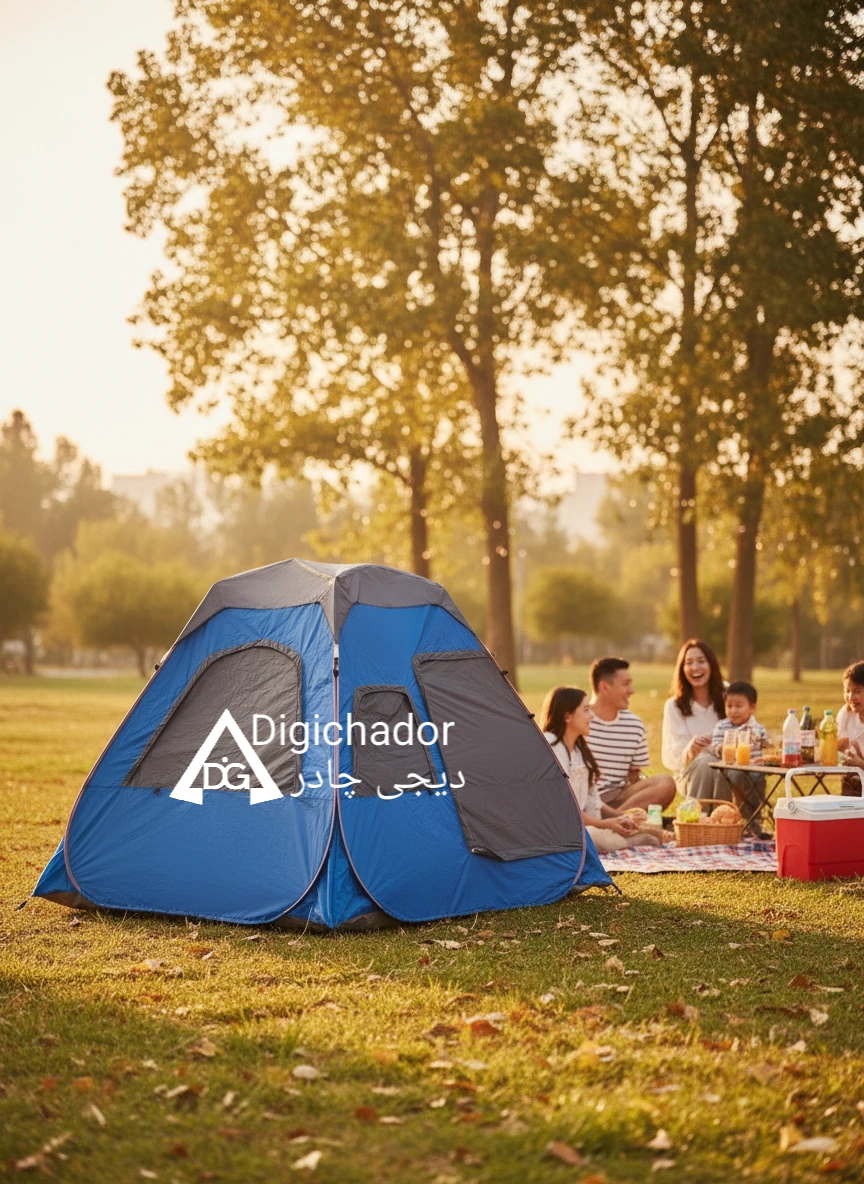 چادر مسافرتی ۱۰ نفره فنری آکسفورد کینگ king دیجی چادر رنگ (طوسی آبی)