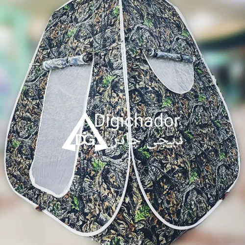 چادر مسافرتی فنری 8 نفره ارتفاع بلند دو درب هگزا طرحدار جنگلی