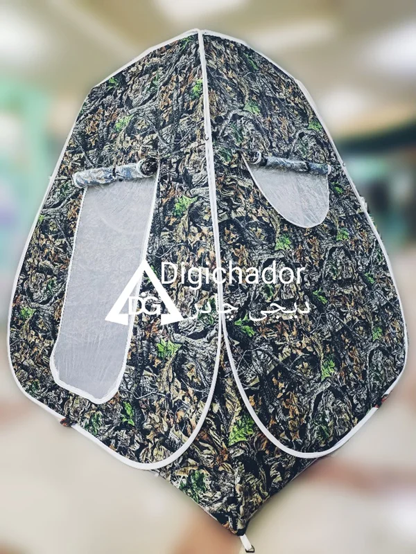 چادر مسافرتی فنری 8 نفره ارتفاع بلند دو درب هگزا طرحدار جنگلی